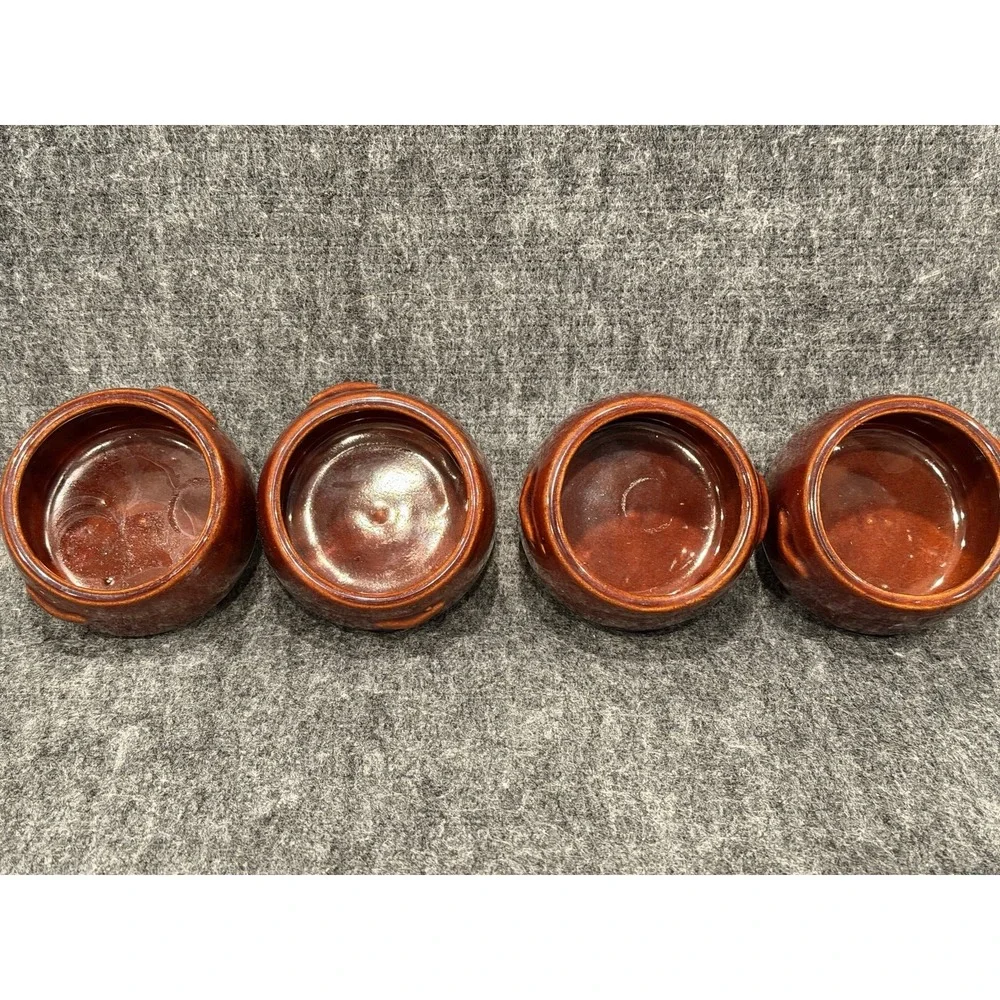 Set of 4 Vintage Westbend Mini Stoneware Chili Bean Pots Crocks Cabin Core Farm